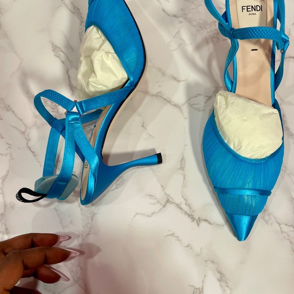 FENDI Blue Tulle Slingback - Picture 4 of 15